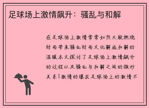 足球场上激情飙升：骚乱与和解